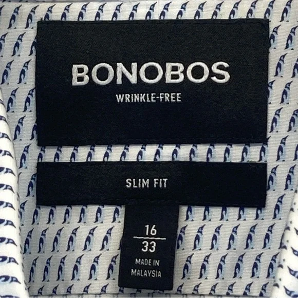Bonobos Wrinkle-Free Slim Fit Long Sleeve Button Up Shirt Men's 16/33 Penguin - Picture 5 of 13